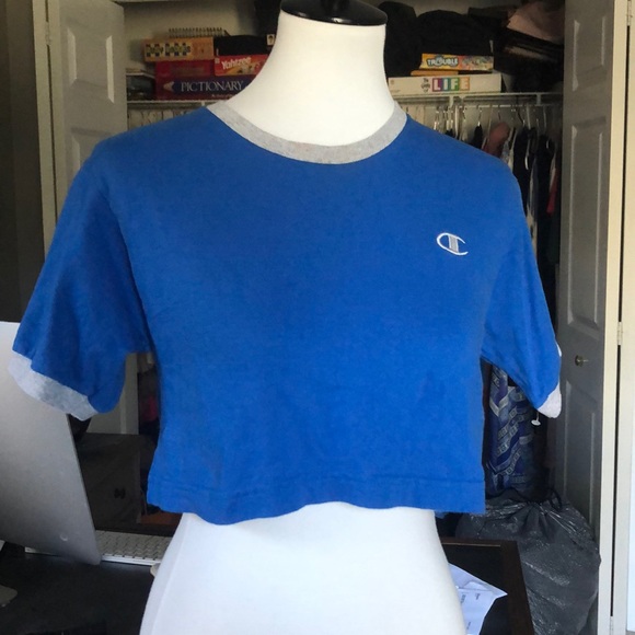 Champion Tops - Vintage Blue Champion Short Sleeve Super Crop Top
